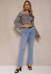 Niebieskie Dzwony Jeansy High Waist Mevellea. Niebieskie jeansy dla dziewczynek Renee, bez wzorów, z jeansu. Za 69.99 zł.