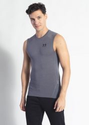 Top męski treningowy UNDER ARMOUR UA HG ARMOUR COMP SL. Białe koszulki sportowe męskie Under Armour, m, bez wzorów, z tkaniny, bez kołnierzyka, bez ramiączek. Za 104.99 zł.