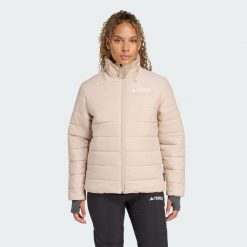 Kurtka ocieplana Terrex Multi Essentials. Brązowe kurtki sportowe damskie Adidas, s, bez wzorów, z puchu, bez kaptura, trekkingowe, climawarm (adidas). Za 399.00 zł.