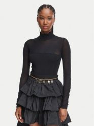 Elisabetta Franchi Body BK-09B-67E2-V320 Czarny Slim Fit. Czarne bluzki damskie Elisabetta Franchi, bez wzorów, z syntetyku, bez kołnierzyka, bez ramiączek. Za 1,369.00 zł.