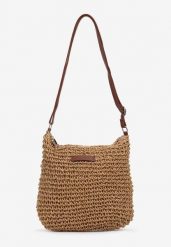 Ciemnobeżowa Torebka Boho z Plecionki z Regulowanym Paskiem Magnolla. Brązowe torebki do ręki damskie Renee, bez wzorów, boho, bez dodatków. Za 69.99 zł.