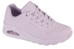 Buty sportowe Sneakersy damskie, Uno Frosty Kicks. Fioletowe obuwie sportowe damskie Skechers, bez wzorów, z materiału, trekkingowe. Za 309.99 zł.