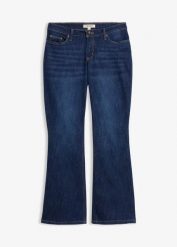 Dżinsy dzwony, mid waist. Niebieskie jeansy damskie bonprix. Za 132.99 zł.