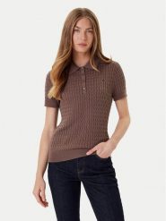 Tommy Hilfiger Sweter Fine WW0WW41474 Brązowy Regular Fit. Brązowe swetry damskie Tommy Hilfiger, xl, bez wzorów, z bawełny, bez kołnierzyka, bez ramiączek, bez kaptura. Za 389.99 zł.