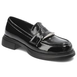 Czarne Półbuty S.Barski Eleganckie Mokasyny Damskie. Czarne mokasyny damskie S.BARSKI, na lato, bez wzorów, z materiału, eleganckie, bez obcasa, bez zapięcia. Za 279.00 zł.