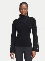 Elisabetta Franchi Golf MK-03S-66E2-V420 Czarny Slim Fit. Czarne swetry damskie Elisabetta Franchi, s, bez wzorów, z wiskozy, bez kołnierzyka, bez ramiączek, bez kaptura. Za 1,799.00 zł.