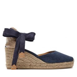 Espadryle Castañer. Niebieskie sandały damskie Castañer, bez wzorów, bez obcasa, bez zapięcia. Za 439.99 zł.