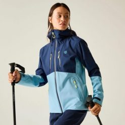Damska wodoodporna kurtka turystyczna Diverging II Mountain Panelled Hooded. Niebieskie kurtki damskie Dare 2b, l, bez wzorów, z materiału, z kapturem. Za 299.99 zł.
