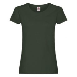 Damska Koszulka. Zielone koszulki sportowe damskie Fruit of the Loom, bez wzorów, sportowe, bez kołnierzyka. Za 28.99 zł.