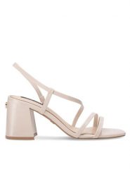 Nine West Sandały WFA2642-1 Beżowy. Brązowe klapki damskie Nine West, bez wzorów, ze skóry, bez obcasa, na słupku, bez zapięcia. Za 199.99 zł.