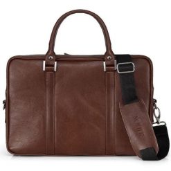 Skórzana torba na laptop Solier SL25 ciemny brąz. Brązowe torby na laptopa męskie Solier, bez wzorów, ze skóry. Za 799.98 zł.