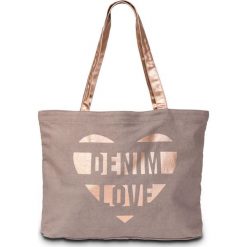 Torba shopper z kanwy bonprix szaro-kolor czerwonego złota. Szare torebki shopper damskie bonprix. Za 37.99 zł.