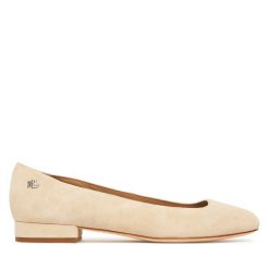 Baleriny LAUREN RALPH LAUREN. Brązowe baleriny damskie Lauren Ralph Lauren, bez wzorów, bez obcasa. Za 499.99 zł.