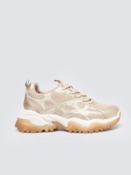 Sneakersy damskie beżowo-złote SS274014 802. Brązowe obuwie sportowe damskie Big Star, bez wzorów, z syntetyku. Za 169.99 zł.