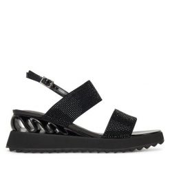 Sandały GOE. Czarne sandały damskie GOE, bez wzorów, bez obcasa, na koturnie, bez zapięcia. Za 339.99 zł.