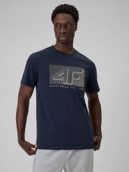 4F T-shirt regular z nadrukiem męski - granatowy XXL. Niebieskie t-shirty męskie 4f, m, bez wzorów, z dresówki, klasyczne, bez kołnierzyka. Za 69.99 zł.