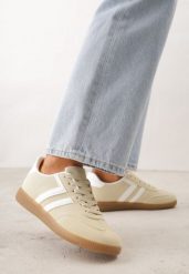 Żółte Sneakersy w Stylu Kultowych Tenisówek Genenor. Żółte obuwie sportowe damskie Born2be, bez wzorów, z dresówki, tenisowe. Za 99.99 zł.