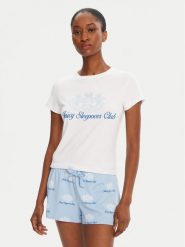 Juicy Couture Piżama Sleepover Club JCLPJ225501 Błękitny Regular Fit. Niebieskie piżamy damskie Juicy Couture, l, bez wzorów, z syntetyku, bez ramiączek. Za 199.99 zł.