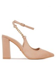 DeeZee Czółenka HT368-1 Beżowy. Brązowe czółenka damskie DeeZee, bez wzorów, z materiału, bez obcasa, bez zapięcia. Za 149.99 zł.