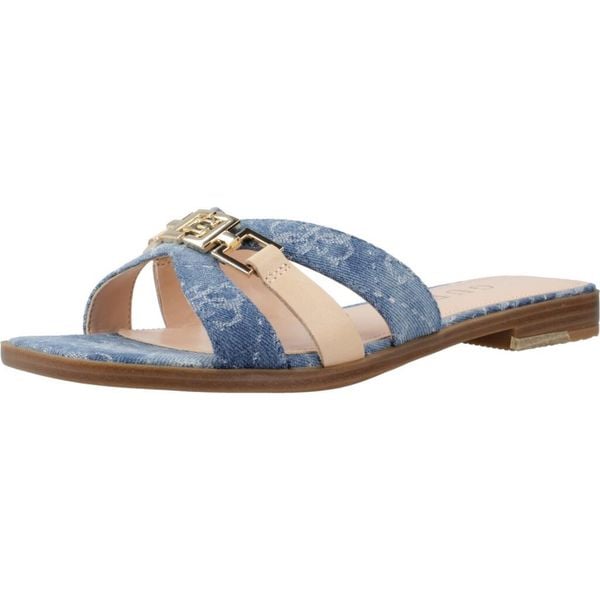 Sandały GUESS FLJRL3 DEN19 Niebieski. Niebieskie obuwie sportowe damskie Guess, z aplikacjami, z tkaniny, bez obcasa, bez zapięcia. Za 489.35 zł.