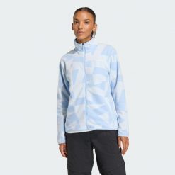 Bluza Terrex Multi Printed Full-Zip Fleece. Niebieskie bluzy damskie Adidas, bez wzorów, z materiału, bez kaptura, trekkingowe. Za 299.00 zł.