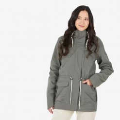 Kurtka turystyczna damska Quechua NH550 wodoodporna. Brązowe kurtki damskie QUECHUA, m, bez wzorów, z materiału, bez kaptura. Za 229.99 zł.