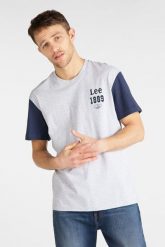 LEE COLOURBLOCK TEE MĘSKI T-SHIRT RELAXED FIT SHARP GREY MELE L60ERE03 112113342. Szare t-shirty męskie Lee, l, bez wzorów, bez kołnierzyka. Za 69.99 zł.