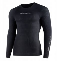 LS1595M Koszulka męska 3D PRO z długim rękawem czarny XL. Czarne bluzki z długim rękawem męskie Brubeck, m, bez wzorów, bez kołnierzyka. Za 189.46 zł.