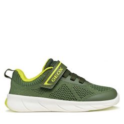 Sneakersy Geox. Zielone trampki i tenisówki chłopięce Geox, bez wzorów, bez zapięcia. Za 299.99 zł.