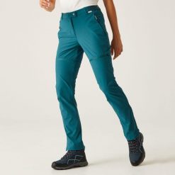 Mountain Zip Off damskie spodnie z odpinanymi nogawkami. Niebieskie spodnie sportowe damskie Regatta, bez wzorów, z elastanu, trekkingowe. W wyprzedaży za 367.50 zł.