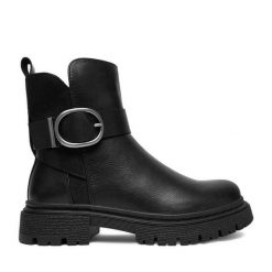Botki JENNY. Czarne botki damskie Jenny, bez obcasa, na płaskiej podeszwie, bez zapięcia. Za 179.99 zł.