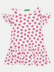 United Colors Of Benetton Sukienka codzienna 3M39GV00U Biały Regular Fit. Białe sukienki dla dziewczynek United Colors Of Benetton, bez wzorów, z bawełny, bez ramiączek. Za 39.99 zł.