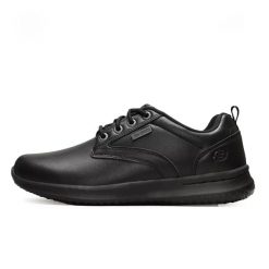 Sneakersy męskie czarne Skechers Delson Antigo buty skórzane czarne (65693-BBK). Czarne eleganckie półbuty Skechers, z gumy, eleganckie, bez zapięcia. Za 339.00 zł.