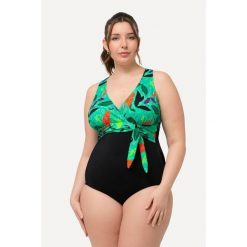 Damski Strój kąpielowy dekolt typu halter miękkie miseczki wiązanie. Czarne kostiumy jednoczęściowe damskie Ulla Popken, plus size, bez wzorów, z elastanu, sportowe, plus size, do pływania. Za 294.99 zł.