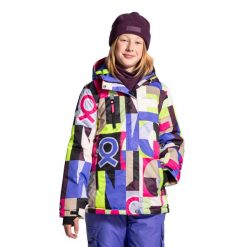 Kurtka narciarska dziecięca snowboard ZL4 Lemon Explore wielokolorowa. Brązowe kurtki i płaszcze dla dziewczynek LEMON explore, bez wzorów, z poliesteru, z kapturem. Za 379.90 zł.