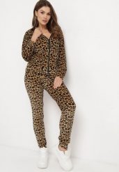 Brązowy 2-Częściowy Komplet Dresowy Welurowy Bluza z Kapturem i Spodnie z Kieszonkami Sarkaia. Brązowe bluzy damskie Born2be, m, bez wzorów, z dresówki, z kapturem. Za 79.99 zł.