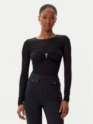 Elisabetta Franchi Body BO-016-57E2-V390 Czarny Slim Fit. Czarne bluzki damskie Elisabetta Franchi, bez wzorów, z wiskozy, bez kołnierzyka, bez ramiączek. Za 1,689.00 zł.