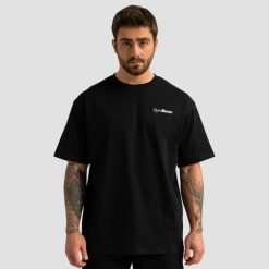 Koszulka męska fitness oversize czarna Limitless. Czarne koszulki sportowe męskie GYMBEAM, m, bez wzorów, z bawełny, bez kołnierzyka, bez ramiączek, na fitness i siłownię. Za 76.90 zł.