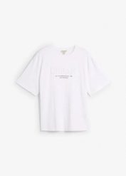 T-shirt z nadrukiem 3D z czystej bawełny organicznej, loose fit. Białe t-shirty męskie bonprix, m, bez wzorów, z bawełny, bez kołnierzyka. Za 64.99 zł.