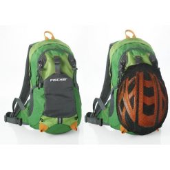 Plecak rowerowy z kieszenią na kask Fischer Zielony. Szare plecaki damskie FISCHER BIKE, bez wzorów, z tworzywa sztucznego. Za 109.99 zł.