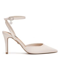 Sandały Nine West. Białe sandały damskie Nine West, bez wzorów, bez obcasa, na szpilce, bez zapięcia. Za 229.99 zł.