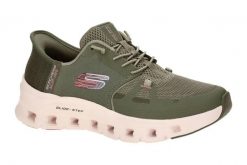 Buty sportowe damskie Skechers Glide Step Pro. Zielone obuwie sportowe damskie Skechers, bez wzorów, z materiału. Za 431.00 zł.
