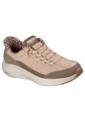 Buty SKECHERS 183015 Beżowy. Brązowe obuwie sportowe damskie Skechers, bez wzorów, z materiału, do biegania. Za 358.99 zł.