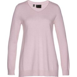 Bluzka shirtowa z krawatką bonprix biel wełny. Białe bluzki damskie bonprix, bez wzorów, z dżerseju, bez kołnierzyka. Za 69.99 zł.