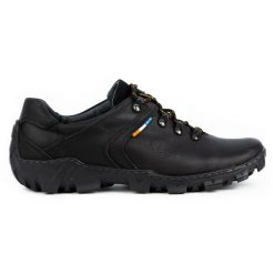 Olivier Skórzane buty trekkingowe męskie 214GT czarne. Czarne trekkingi męskie trekkingowe. Za 319.69 zł.