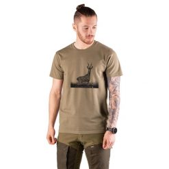 T-shirt myśliwski męski Tagart Roedeer Beige z nadrukiem. Brązowe t-shirty męskie tagart, m, bez wzorów, bez kołnierzyka. Za 99.00 zł.