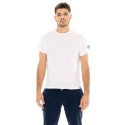 Koszulka z bawełna na siłownia na czas wolny. Białe buty sportowe męskie LEONE 1947 APPAREL, z bawełny, bez zapięcia, na fitness i siłownię. W wyprzedaży za 54.73 zł.