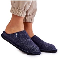 Filcowe Klasyczne Damskie Papcie Big Star KK276013 Granatowe niebieskie. Niebieskie kapcie damskie bez wzorów, z materiału. Za 229.32 zł.