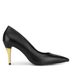 Szpilki GINO ROSSI. Czarne szpilki damskie Gino Rossi, bez wzorów, bez obcasa, bez zapięcia. Za 349.99 zł.