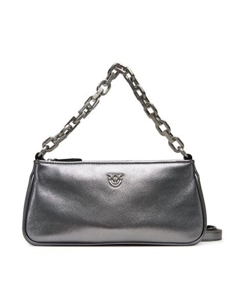 PINKO Torebka Half Moon Baguette Mini AI 25-26 PLTT 105069 A2O9 Srebrny. Szare listonoszki damskie Pinko, bez wzorów, ze skóry, bez dodatków. Za 959.99 zł.